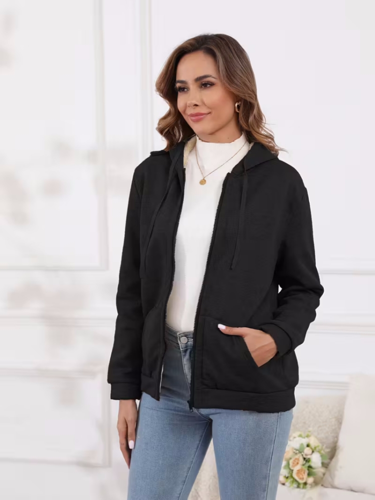 ❄️ Women’s Wool Hooded Zip-Up Coat – Plush Warm, Effortless Style for Winter Daily & Casual Outings