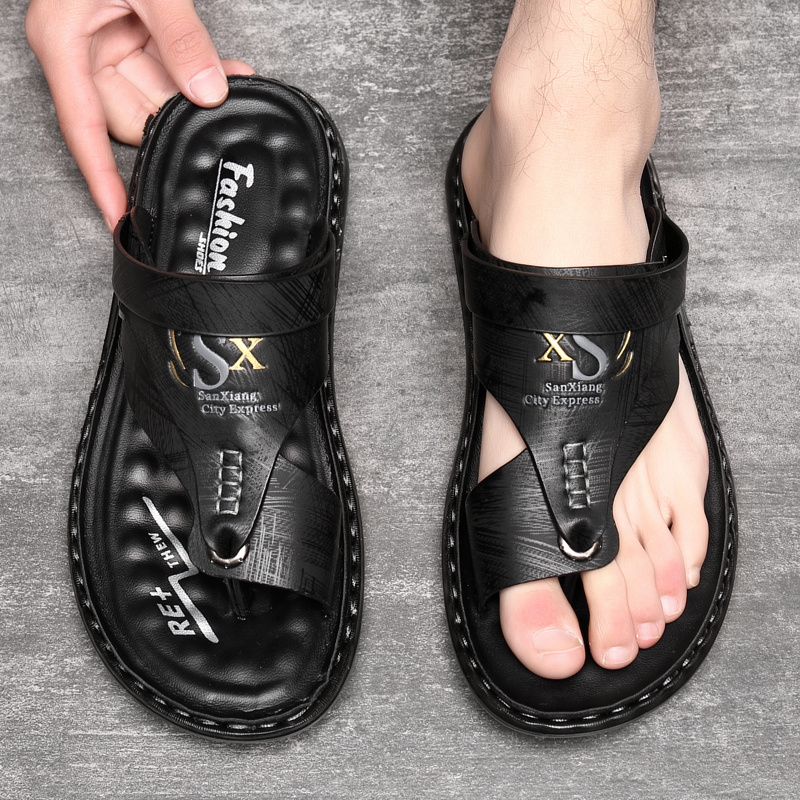 🔥LAST DAY 50% OFF - Men's Large Size Soft Leather Breathable Outdoor Beach Sandals Slippers