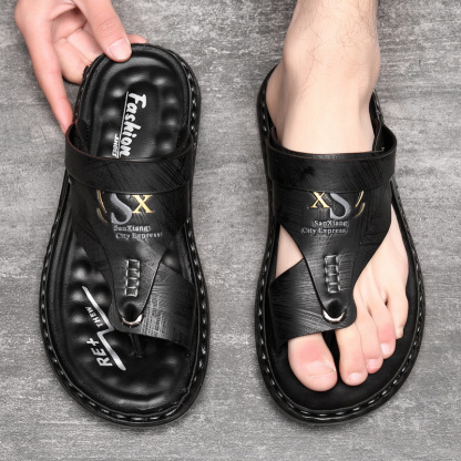 🔥LAST DAY 50% OFF - Men's Large Size Soft Leather Breathable Outdoor Beach Sandals Slippers