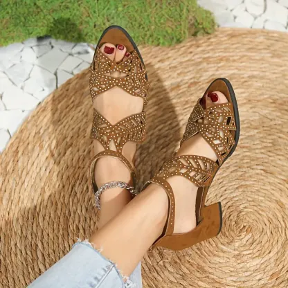🔥2025 FLASH SALE 50% OFF🔥Women's Fashion Hollow Out Chunky Heel Sandals