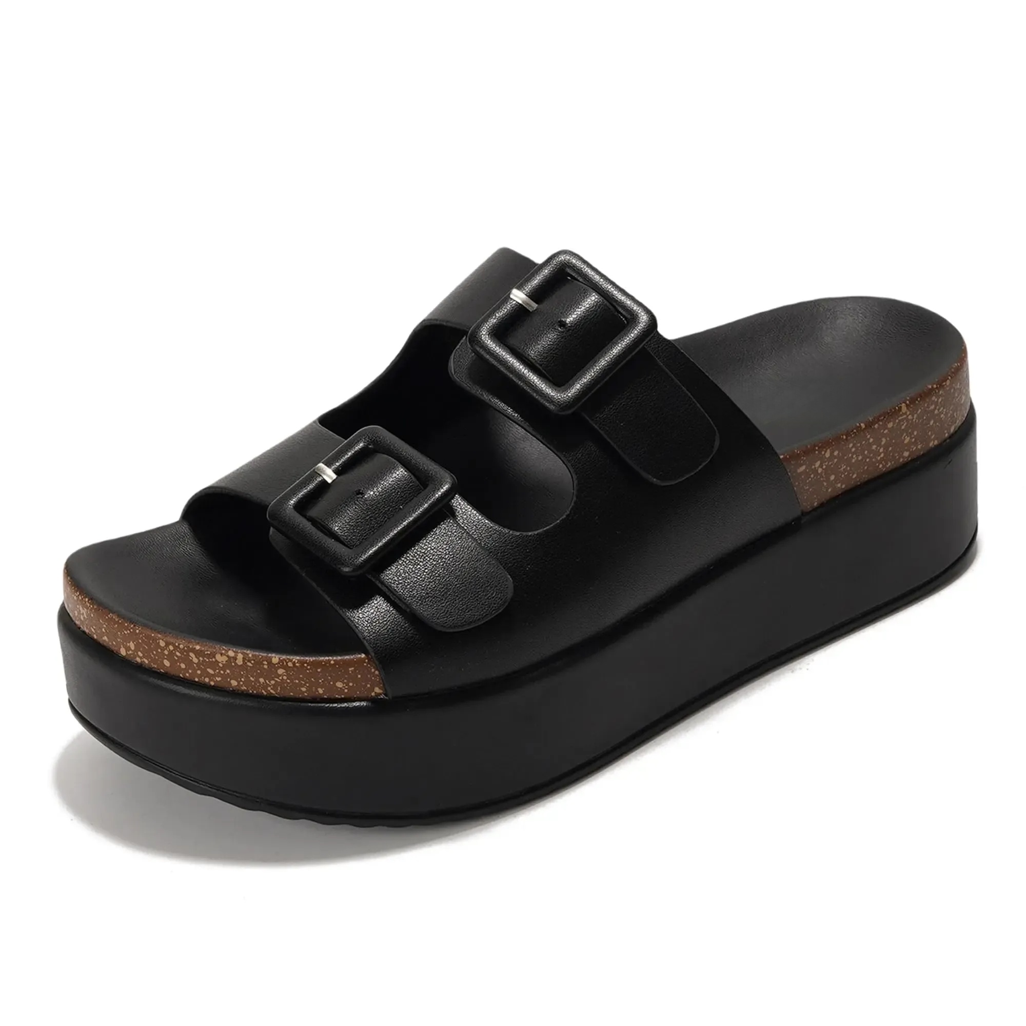 Women's Wedge Platform Sandals | Eco-Leather Casual Summer Walking Footwear | Memory Foam Insole | Non-Slip