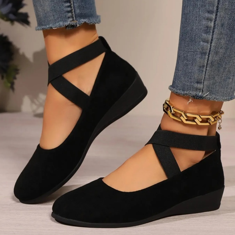 Faux Suede Closed-Toe Wedge shoes