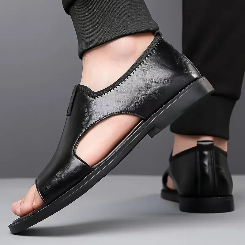 🔥LAST DAY 50% OFF - Men's Large Size Soft Leather Breathable Outdoor Beach Sandals Slippers