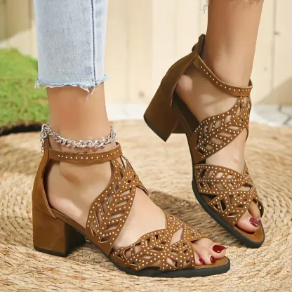 🔥2025 FLASH SALE 50% OFF🔥Women's Fashion Hollow Out Chunky Heel Sandals