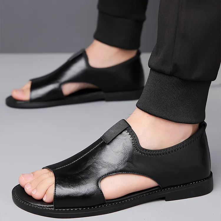 🔥LAST DAY 50% OFF - Men's Large Size Soft Leather Breathable Outdoor Beach Sandals Slippers