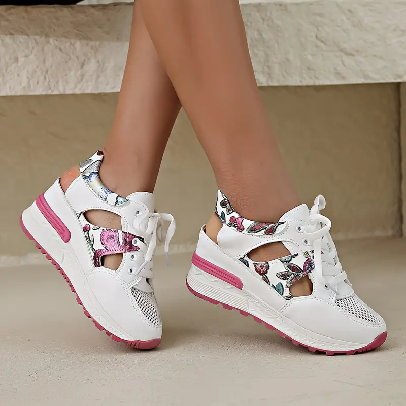 🔥LAST DAY PROMOTION 50% OFF - Women's Vintage Print Hollow Out Breathable Platform Wedge Sandals Comfort Walking Shoes