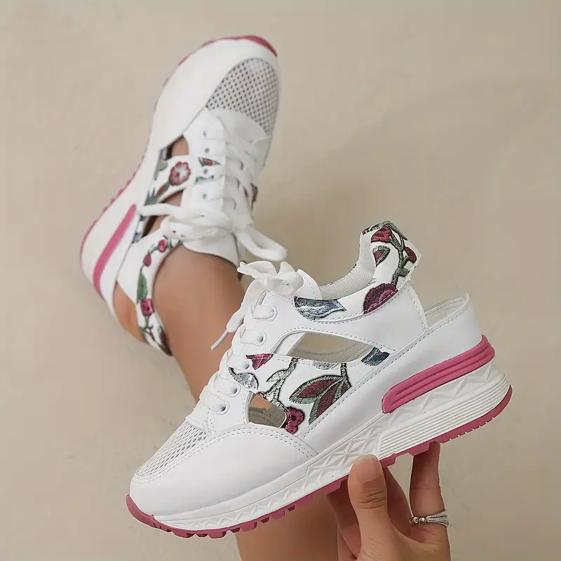 🔥LAST DAY PROMOTION 50% OFF - Women's Vintage Print Hollow Out Breathable Platform Wedge Sandals Comfort Walking Shoes