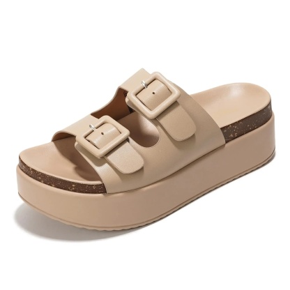 Women's Wedge Platform Sandals | Eco-Leather Casual Summer Walking Footwear | Memory Foam Insole | Non-Slip