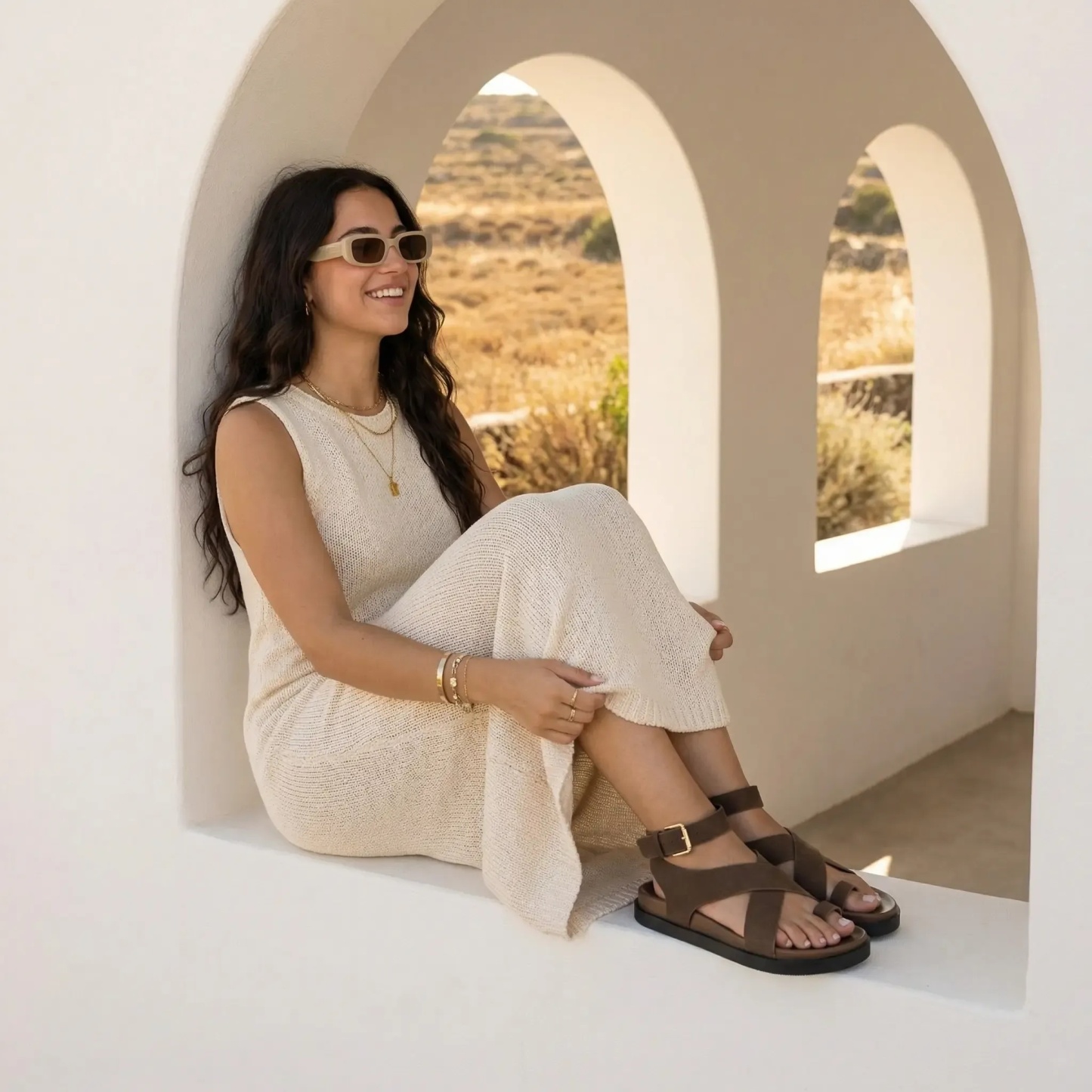 Women's Wedge Platform Sandals | Eco-Leather Casual Summer Walking Footwear | Memory Foam Insole | Non-Slip
