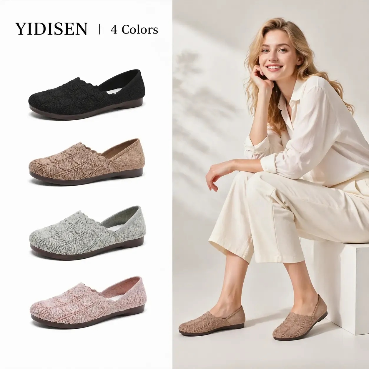 Comfy Cloud Knit Flats for Women - No Break-In, All-Day Walking Shoes for Work & Casual