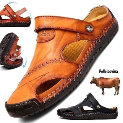 🔥LAST DAY 50% OFF - Men's Large Size Soft Leather Breathable Outdoor Beach Sandals Slippers