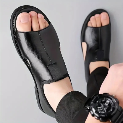 🔥LAST DAY 50% OFF - Men's Large Size Soft Leather Breathable Outdoor Beach Sandals Slippers