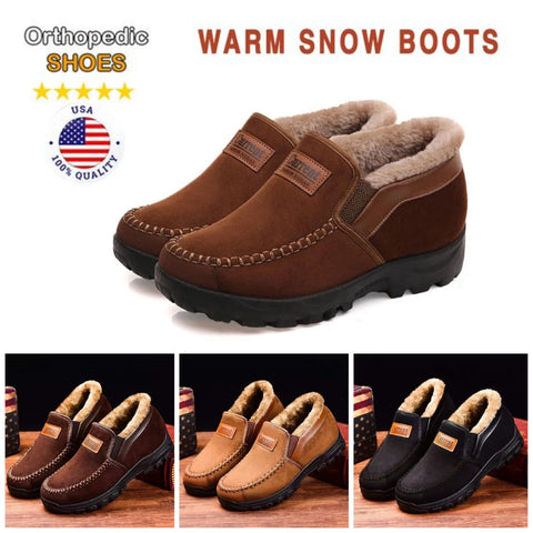 🔥Last Day 50% OFF -2023 Men's Orthopedic Comfortable Waterproof Warm Cow Leather Snow Boots