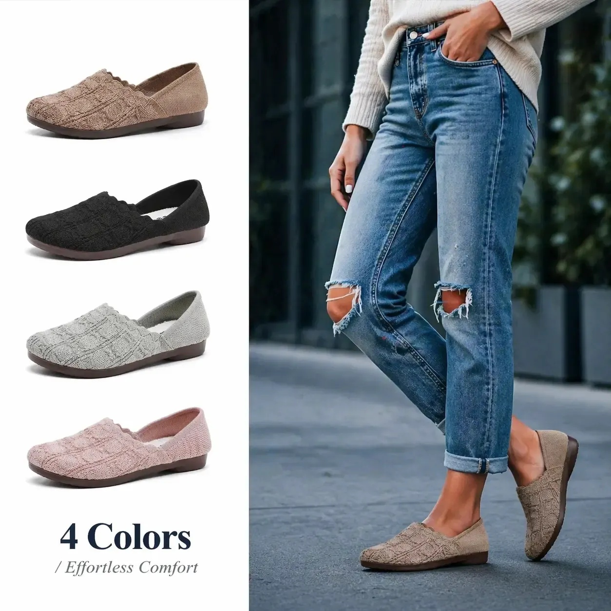 Comfy Cloud Knit Flats for Women - No Break-In, All-Day Walking Shoes for Work & Casual