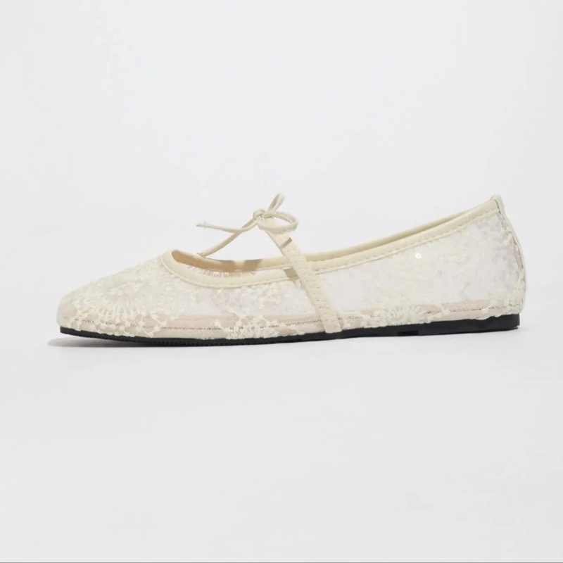 Women's Embroidered Mesh Netted Ballet Flats