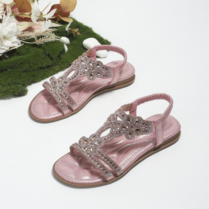 🔥Last Day Promotion 50% OFF -Women's Bling Rhinestone Boho Style Beach Flat Sandals