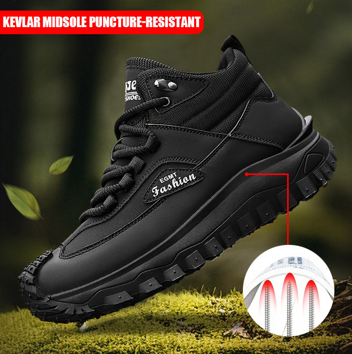 ⏰Limited Time Sale 70% OFF) Men’s Work Hiking Boots – Waterproof, Non-Slip, Puncture and Smash Resistant, Wide Toe, Arch Support – Ideal for Daily Wear and Outdoor Adventures