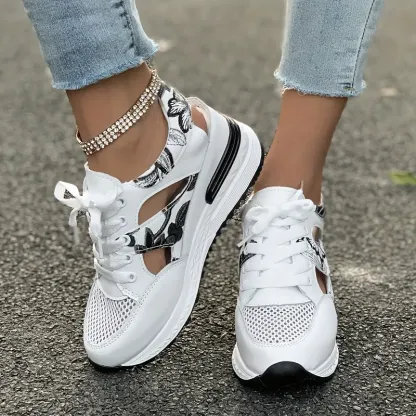 🔥LAST DAY PROMOTION 50% OFF - Women's Vintage Print Hollow Out Breathable Platform Wedge Sandals Comfort Walking Shoes