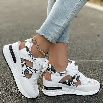 🔥LAST DAY PROMOTION 50% OFF - Women's Vintage Print Hollow Out Breathable Platform Wedge Sandals Comfort Walking Shoes