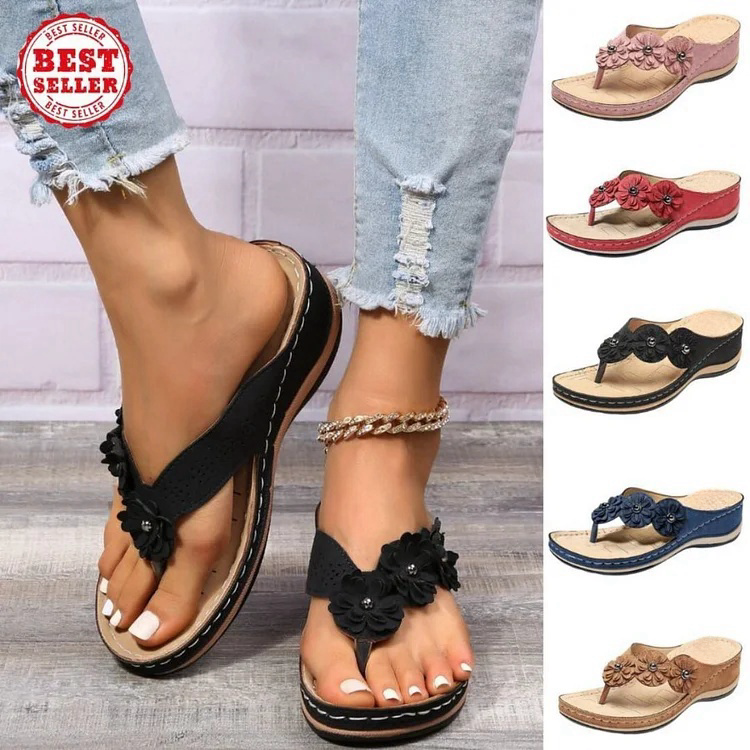 🔥Trending 2024 🔥 PREMIUM Women’s Orthopedic Arch Support Flowers Clip Toe Sandals