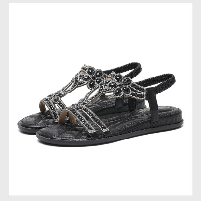 🔥Last Day Promotion 50% OFF -Women's Bling Rhinestone Boho Style Beach Flat Sandals