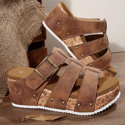 Women's Wedge Platform Studded Sandals