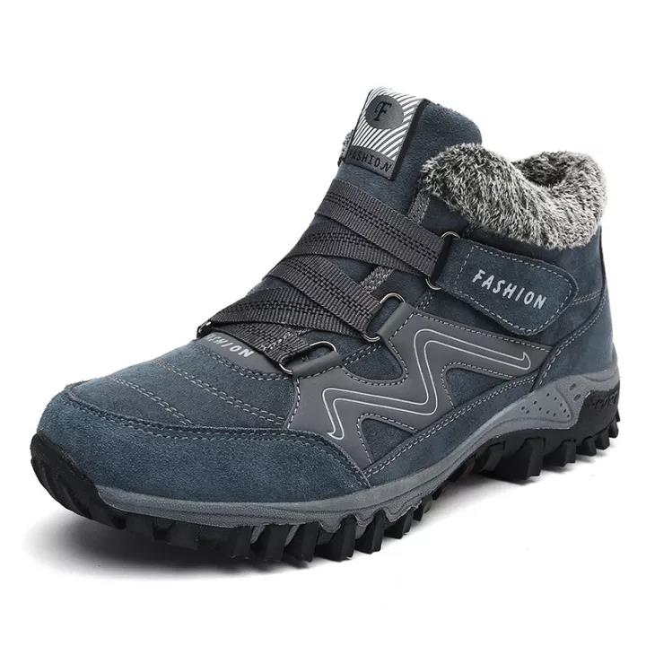 Man's Winter Thermal Velvet Velcro Buckle Trendy Joker Hiking Sneakers