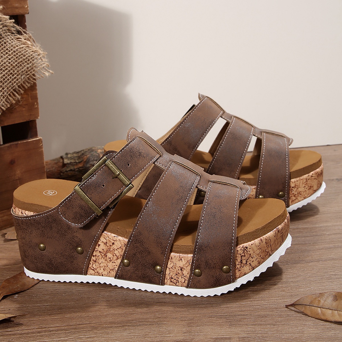 Women's Wedge Platform Studded Sandals