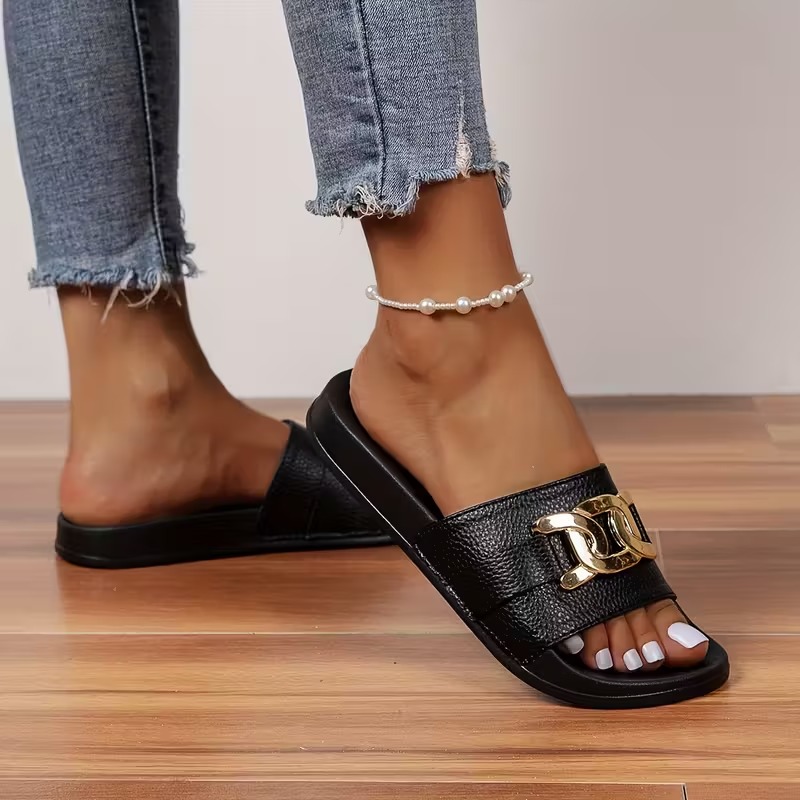 Women's Leather Comfy Flat Sandals