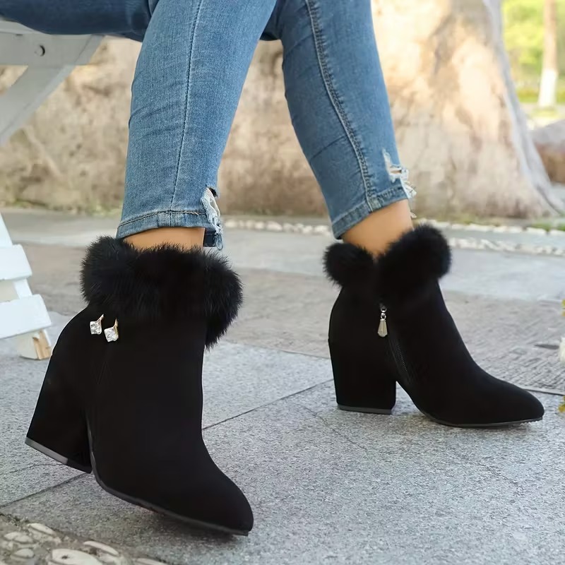Elegant Solid Color Ankle Booties