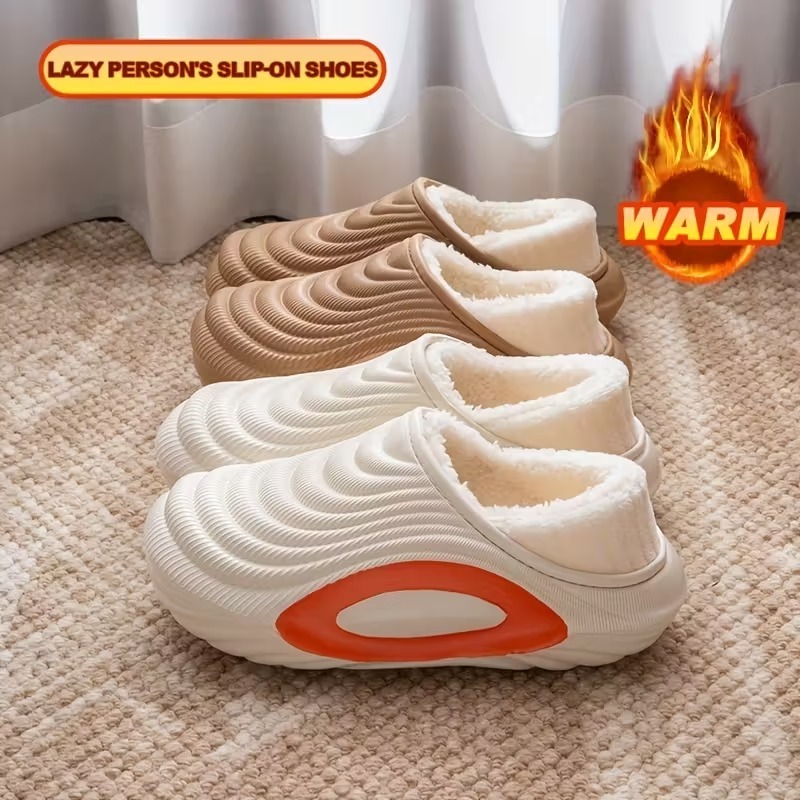 Women’s Plush Waterproof Fleece-Lined Indoor–Outdoor Winter Slippers