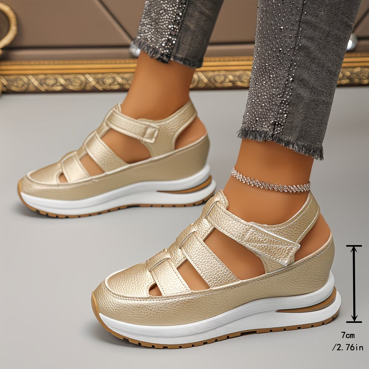 🔥Last Day 60% OFF - Side Zipper Comfortable Lightweight Wedge Sandals