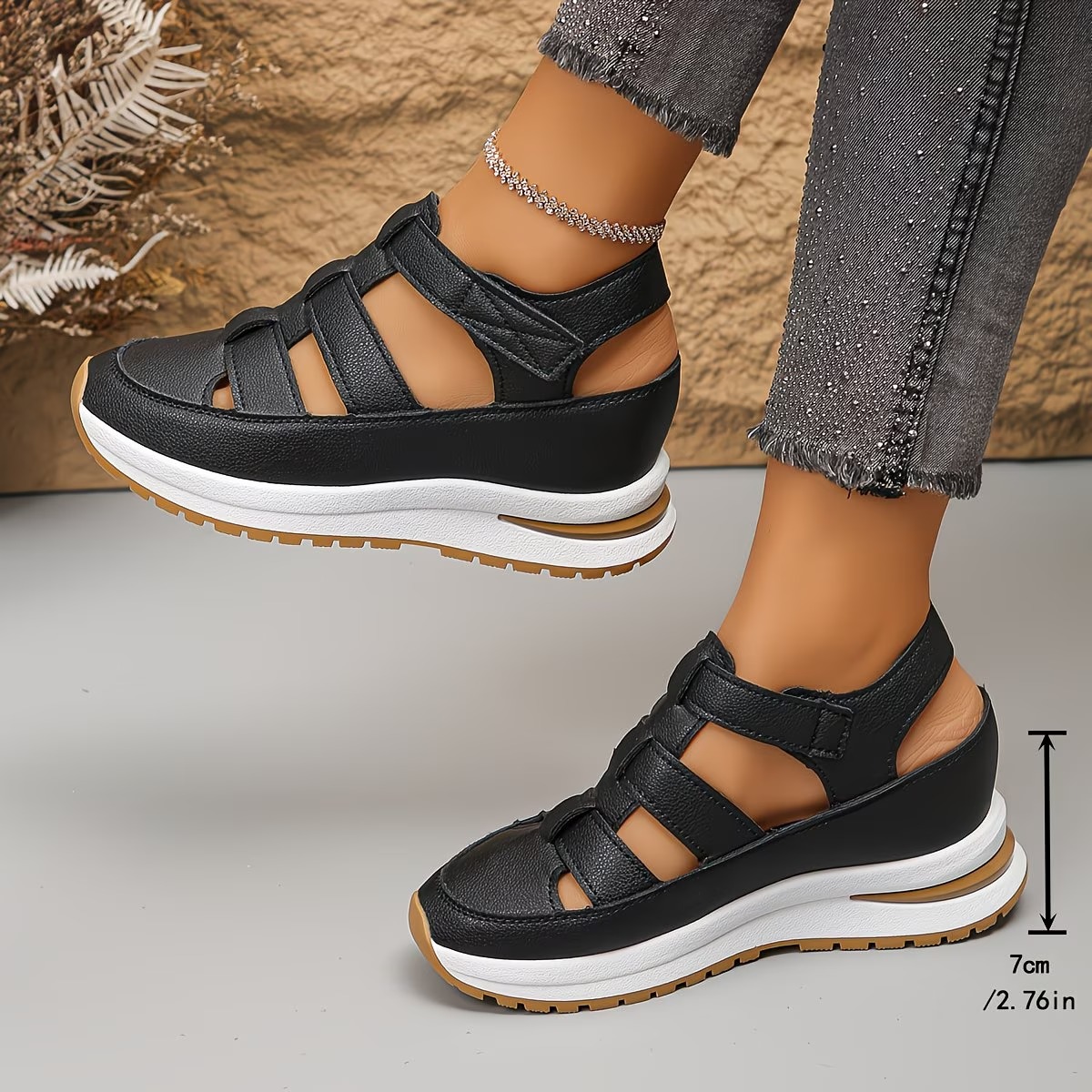 🔥Last Day 60% OFF - Side Zipper Comfortable Lightweight Wedge Sandals