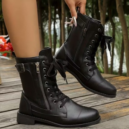 Women's Leather Wwaterproof Warm Platform Boots