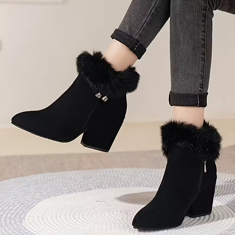 Elegant Solid Color Ankle Booties