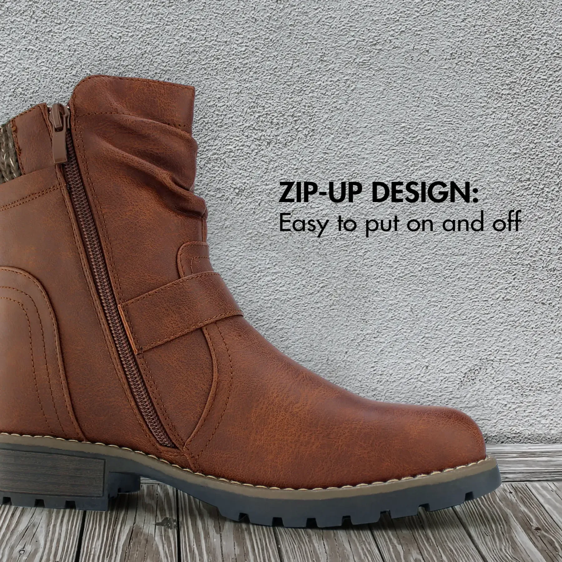 Comfortable Genuine Leather Boots With Laces And Inside Zippers