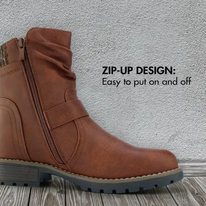 Comfortable Genuine Leather Boots With Laces And Inside Zippers
