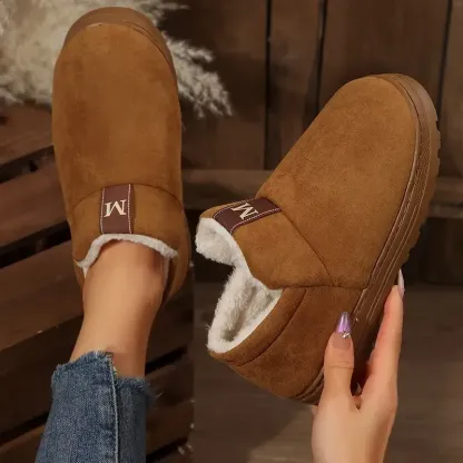 Women's Cute Dachshund Floral Print Furry Collar Indoor/Outdoor Shoes