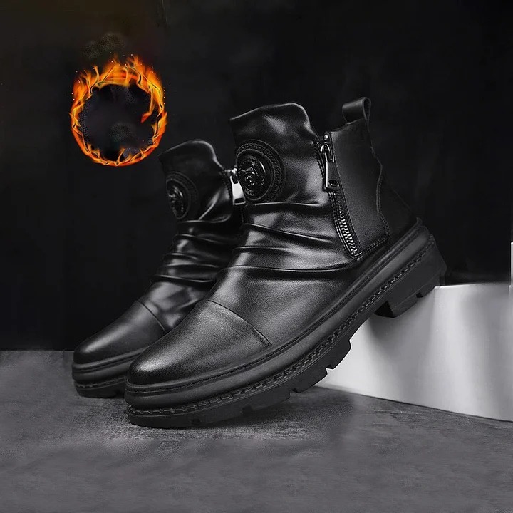 ⏰Last Day 70% OFF🔥)Men's Comfortable Leather Motorcycle Boots Work Boots Waterproof Anti-Slip Anti-Sprain