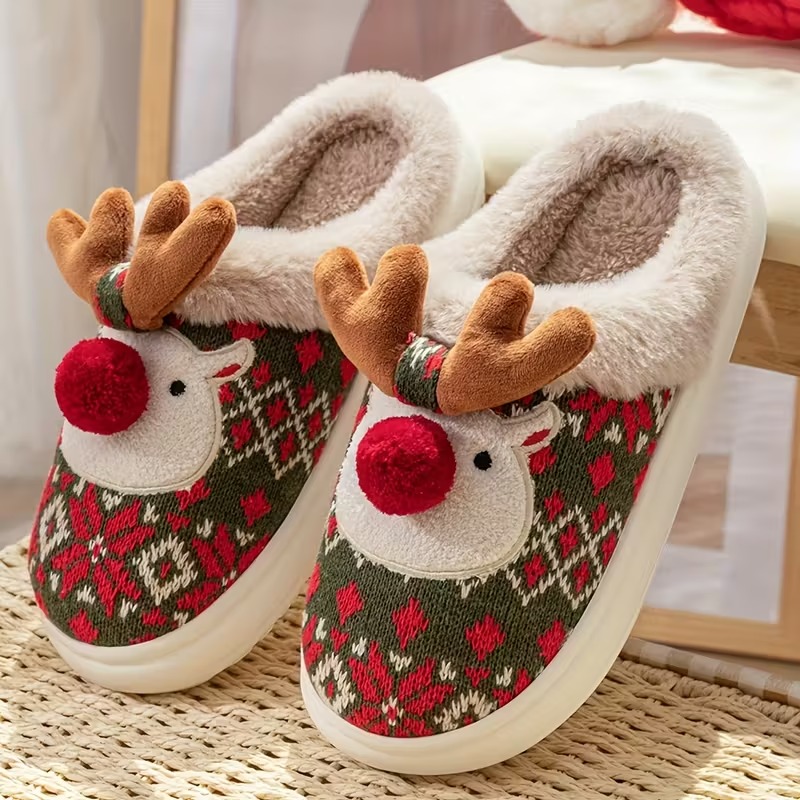 🔥LAST DAY 50% OFF🎁Women's Cozy Fleece-Lined Cute Dogs Slippers Slip-On House Shoes for Holiday Gifts