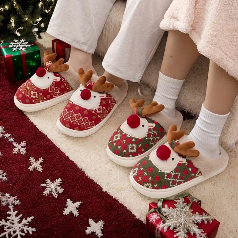 🔥LAST DAY 50% OFF🎁Women's Cozy Fleece-Lined Cute Dogs Slippers Slip-On House Shoes for Holiday Gifts