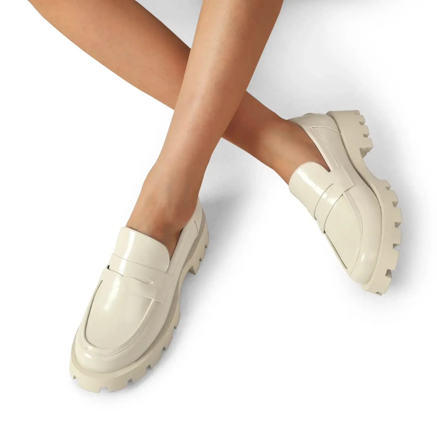 Women's Flats Casual Lug Sole  Leather Loafers