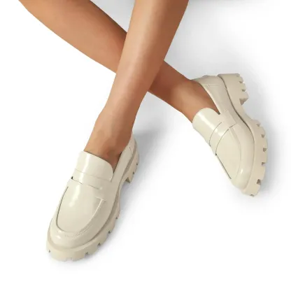 Women's Flats Casual Lug Sole  Leather Loafers