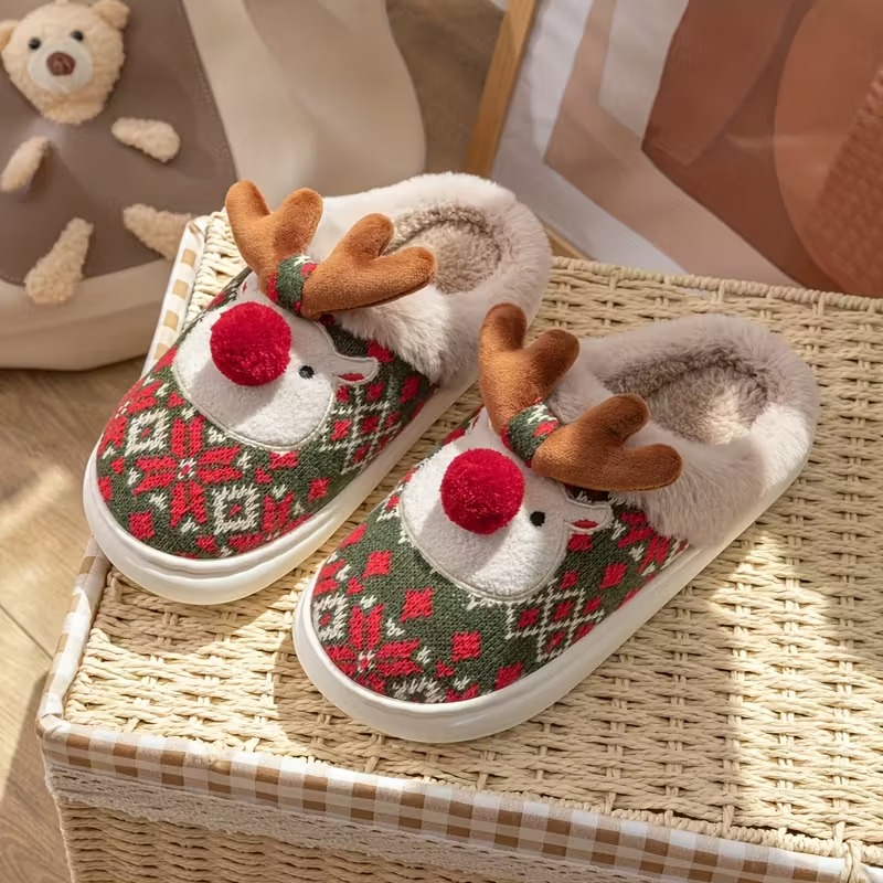 🔥LAST DAY 50% OFF🎁Women's Cozy Fleece-Lined Cute Dogs Slippers Slip-On House Shoes for Holiday Gifts