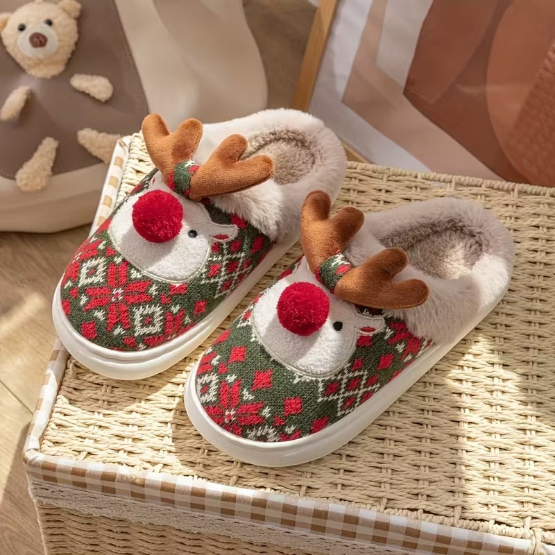 🔥LAST DAY 50% OFF🎁Women's Cozy Fleece-Lined Cute Dogs Slippers Slip-On House Shoes for Holiday Gifts