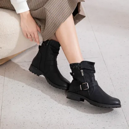 Comfortable Genuine Leather Boots With Laces And Inside Zippers