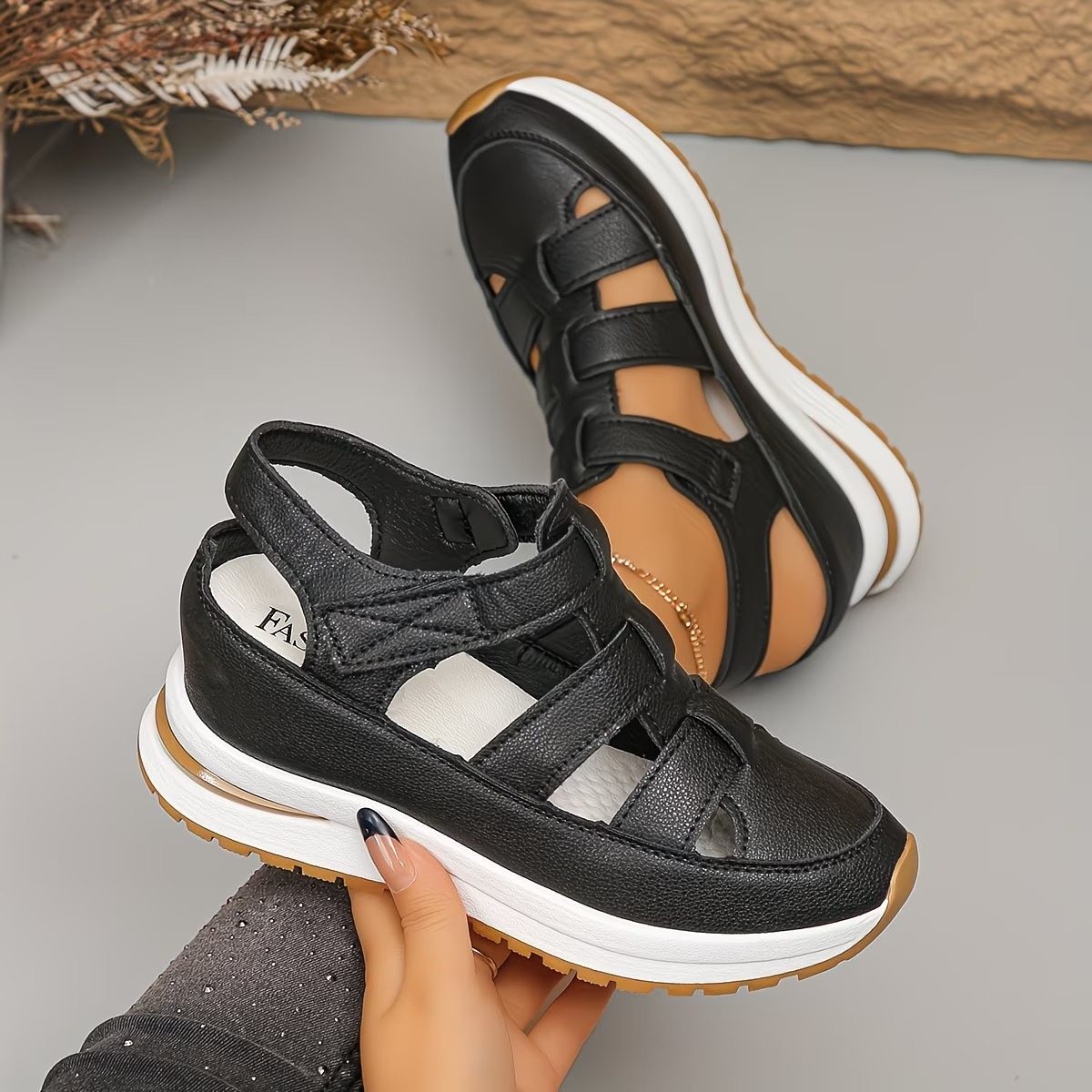🔥Last Day 60% OFF - Side Zipper Comfortable Lightweight Wedge Sandals