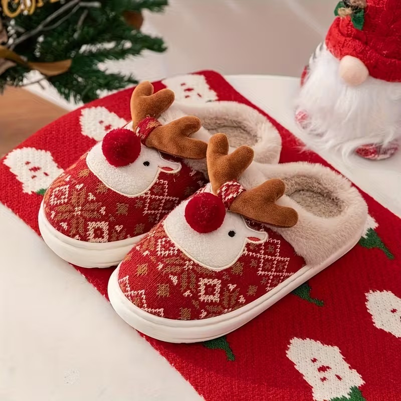 🔥LAST DAY 50% OFF🎁Women's Cozy Fleece-Lined Cute Dogs Slippers Slip-On House Shoes for Holiday Gifts