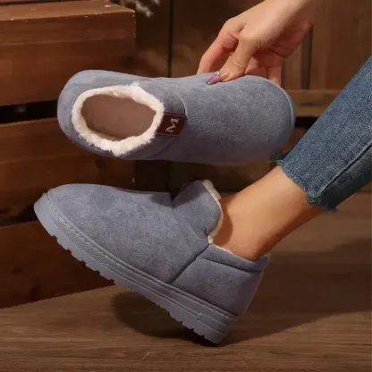 Women's Cute Dachshund Floral Print Furry Collar Indoor/Outdoor Shoes
