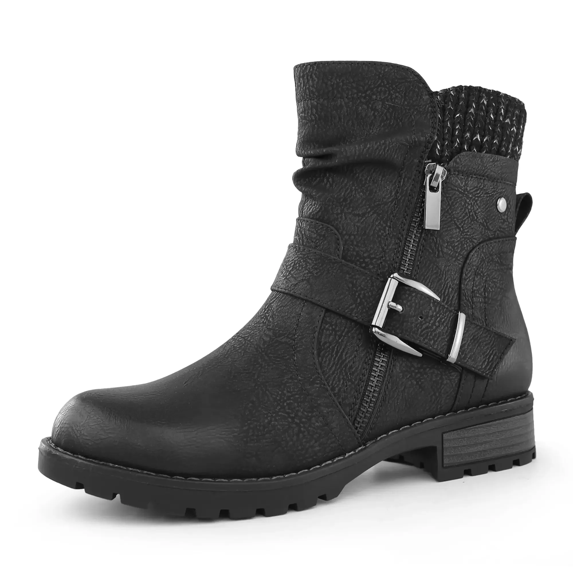 Comfortable Genuine Leather Boots With Laces And Inside Zippers